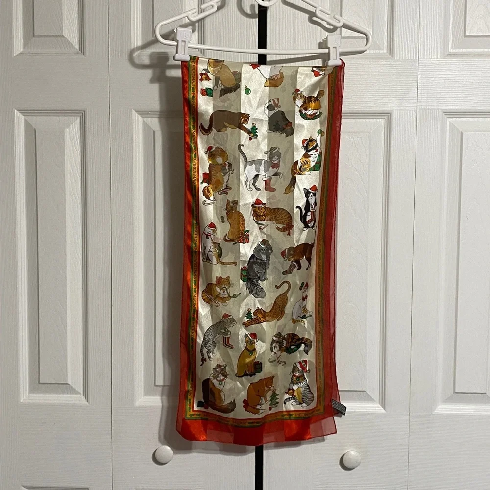 CUTE MEOW Merry Christmas cat scarf